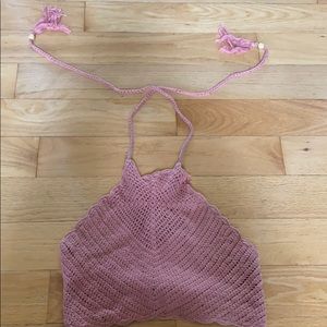 Pink knitted cropped top